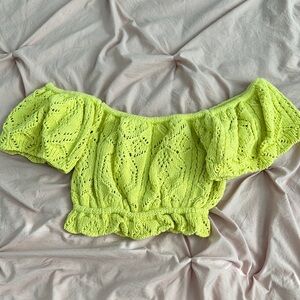 Zara Green Ruffled Crop Blouse